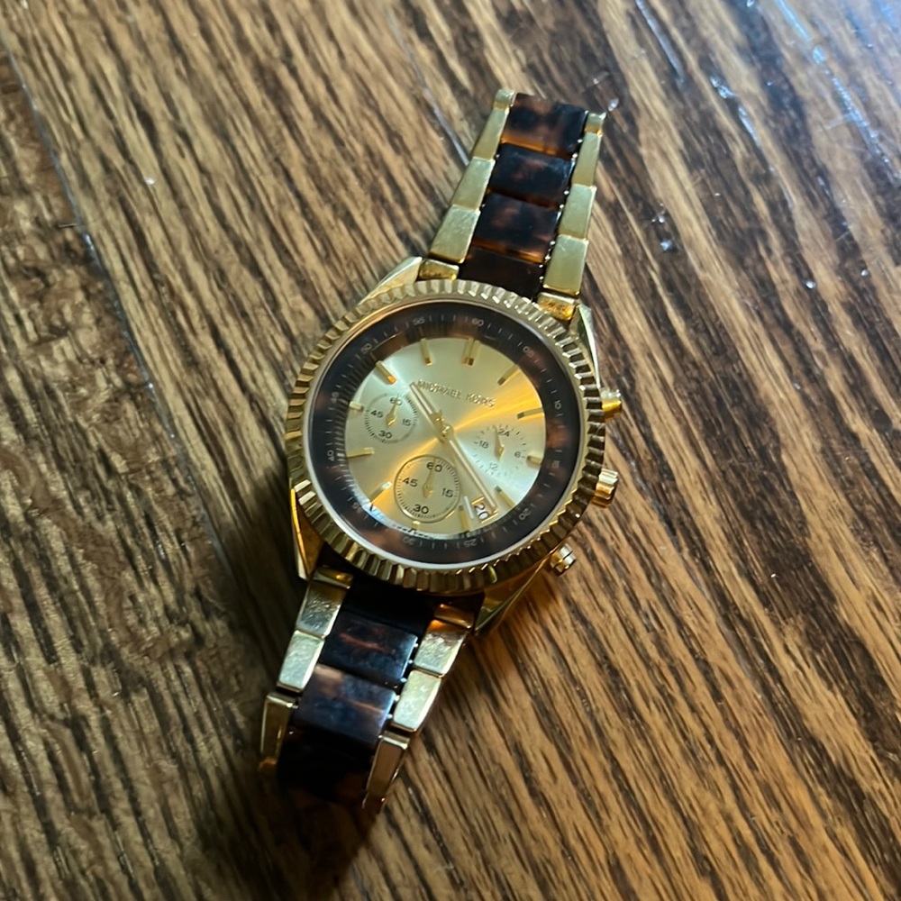 Michael Kors Clarkson 43 mm - Golden Stainless steel tortoise shell MK5963